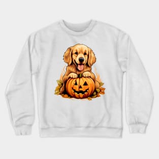 Golden Retriever Dog inside Pumpkin #6 Crewneck Sweatshirt